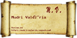 Mudri Valéria névjegykártya